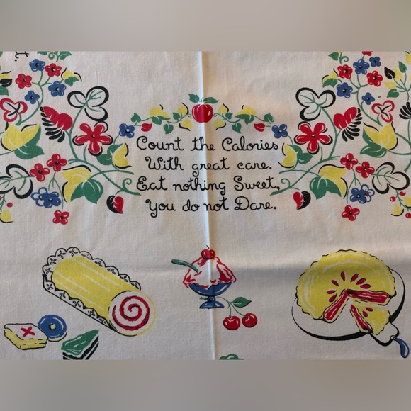 Vintage Dieting Fruit and Floral Tablecloth - Picture 6 of 14